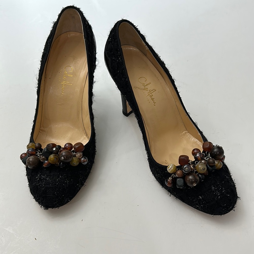 Cole Haan collection Black Tweed/leather pumps size 7 1/2